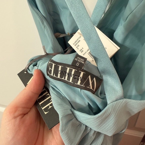 White by Vera Wang Mist Blue Sleeveless Long V Neck Chiffon Dress Size 0 NWT - Picture 7 of 7